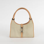 Gucci Cream Fabric Beige Leather trim Vintage Jackie Bardot Bag