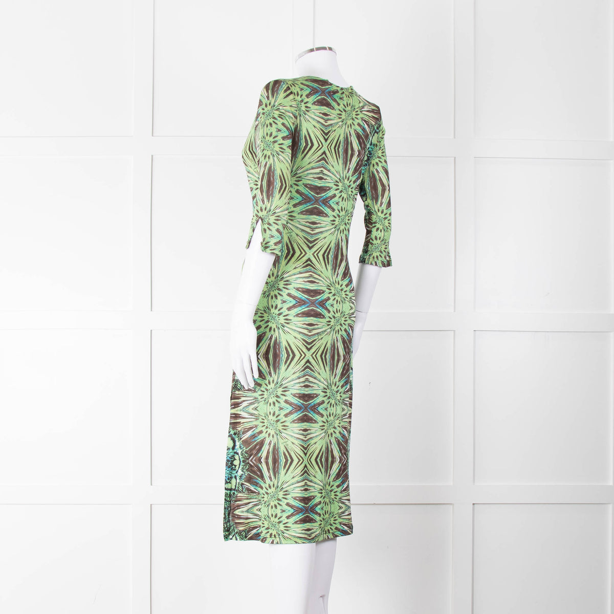 Roberto Cavalli Freedom Green Brown Print Cover Up Dress