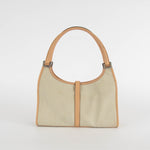Gucci Cream Fabric Beige Leather trim Vintage Jackie Bardot Bag