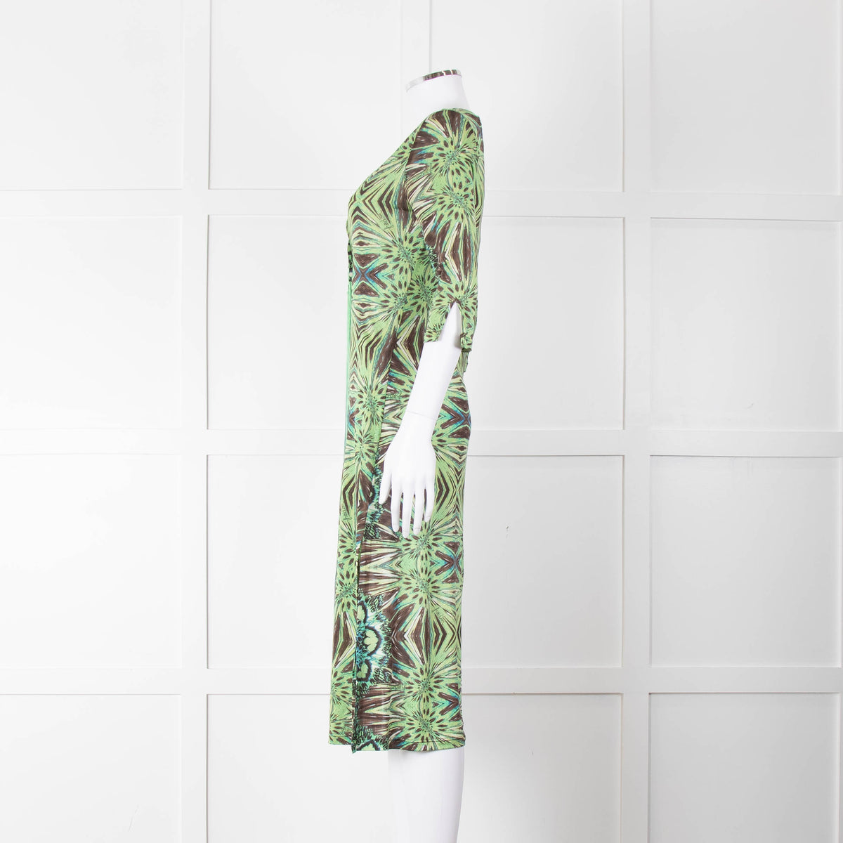 Roberto Cavalli Freedom Green Brown Print Cover Up Dress
