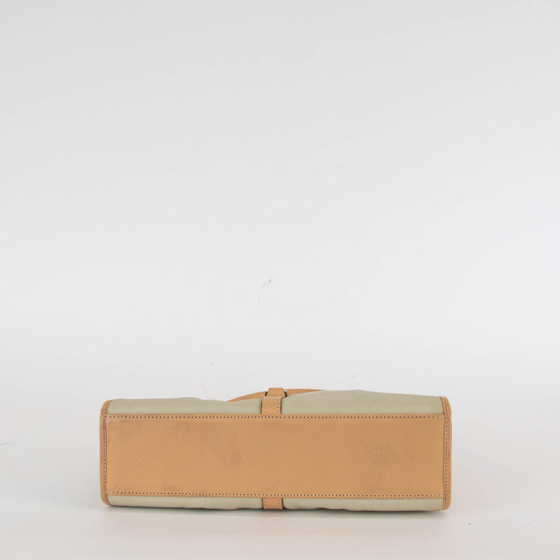 Gucci Cream Fabric Beige Leather trim Vintage Jackie Bardot Bag