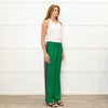 Serena Bute Green Silk Pink Side Stripe Trousers