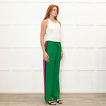 Serena Bute Green Silk Pink Side Stripe Trousers