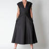 Michael Kors Collection Black Wool Silk Mix Deep V Fit & Flare Dress