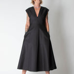 Michael Kors Black Wool and Silk Deep V Dress