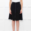 Chanel Black A-Line Crepe Zip Detail Skirt