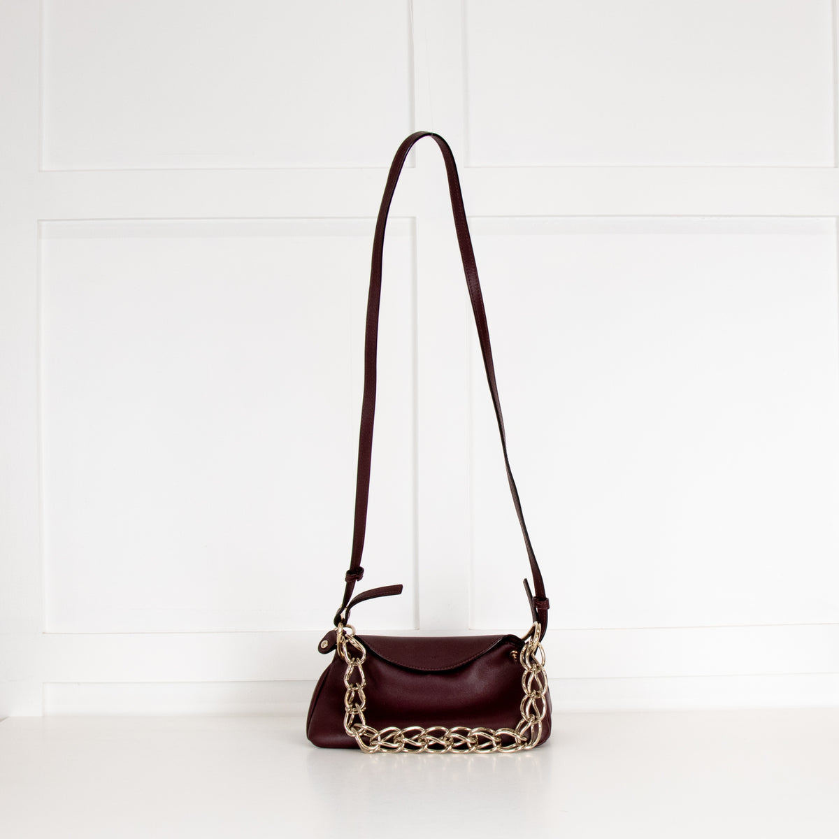 Chloe Burgundy Leather Mini Juana Chain Handle Bag