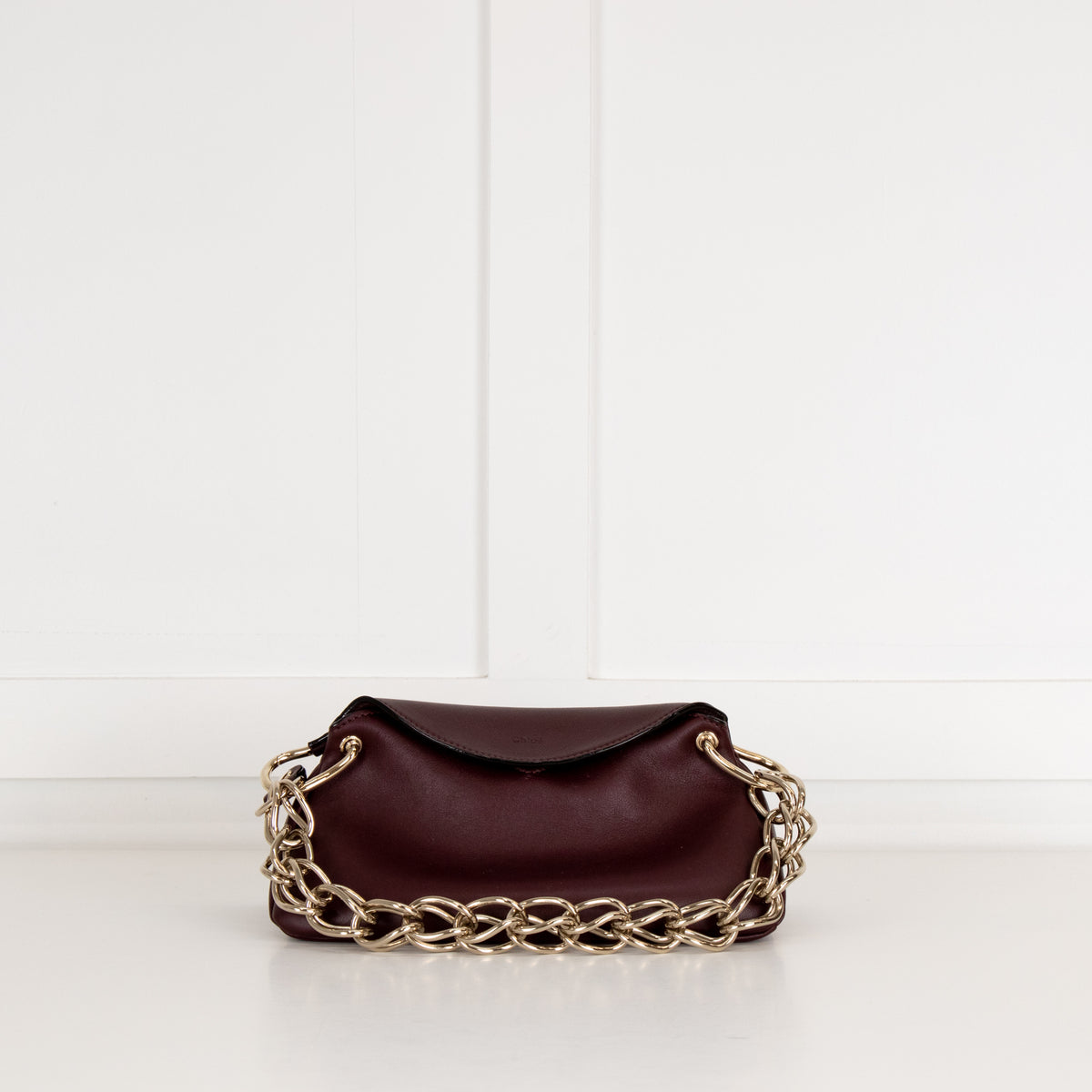 Chloe Burgundy Leather Mini Juana Chain Handle Bag