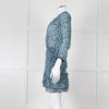Ba&sh Teal White Floral Ruched Detail Mini Dress