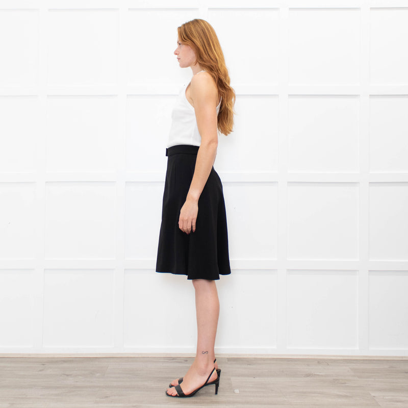 Chanel Black A-Line Crepe Zip Detail Skirt