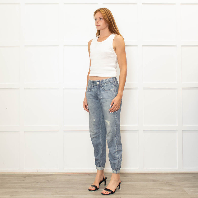 Rag & Bone Pale Blue Denim Print Joggers