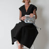 Michael Kors Collection Black Wool Silk Mix Deep V Fit & Flare Dress