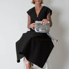 Michael Kors Black Wool and Silk Deep V Dress