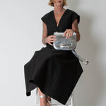 Michael Kors Black Wool and Silk Deep V Dress