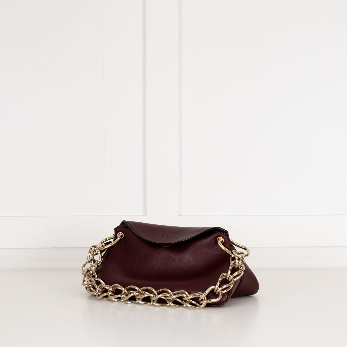 Chloe Burgundy Leather Mini Juana Chain Handle Bag