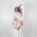 Chloe Cream Brown Peach Stripy Silk Mini Dress