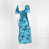 Faithfull The Brand Blue Floral Puff Sleeve Midi Dress