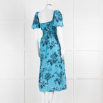 Faithfull The Brand Blue Floral Puff Sleeve Midi Dress