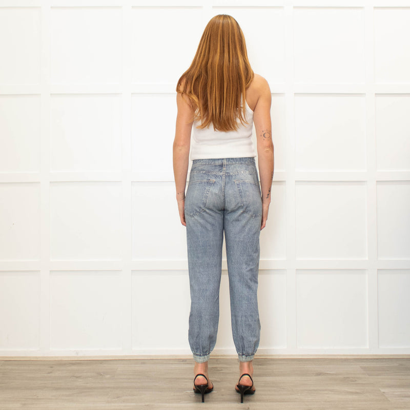 Rag & Bone Pale Blue Denim Print Joggers