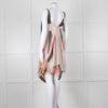 Chloe Cream Brown Peach Stripy Silk Mini Dress