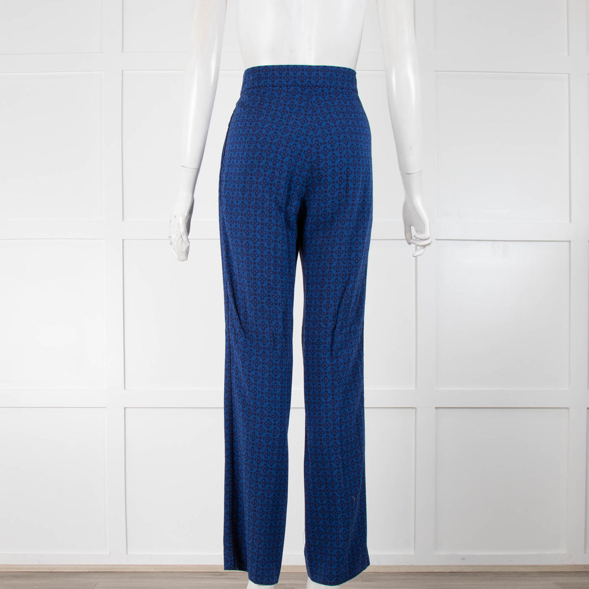 Sandro Blue and Black Patterned Straight Leg Suit Trousers