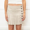 Burberry London Beige Pleated Large Silver Buttons Mini Skirt