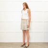Burberry London Beige Pleated Large Silver Buttons Mini Skirt