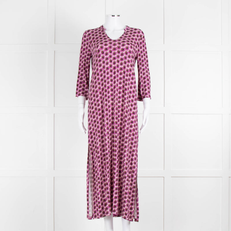 Goodmatch Cream Purple V-Neck Side Slit Long Dress