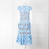 Self-Portrait Blue Emboidered Lace Short Sleeve Midi Dress