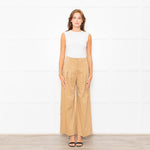 Me + Em Beige Front Pleats Wide Leg Trousers