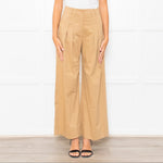 Me + Em Beige Front Pleats Wide Leg Trousers