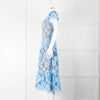 Self-Portrait Blue Emboidered Lace Short Sleeve Midi Dress