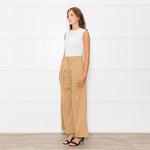 Me + Em Beige Front Pleats Wide Leg Trousers