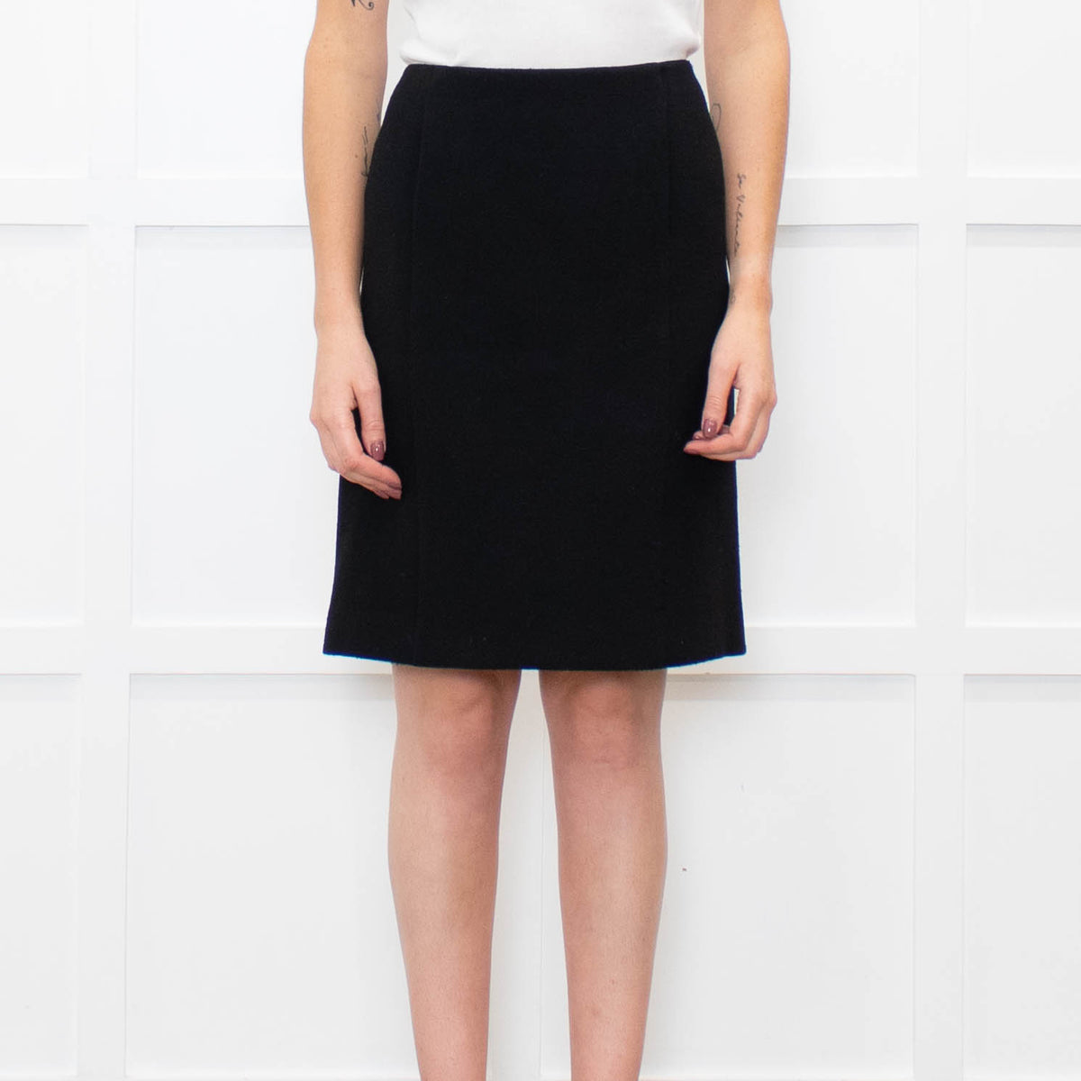 Miu Miu Black Wool Pencil Skirt