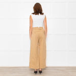 Me + Em Beige Front Pleats Wide Leg Trousers