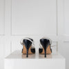 Chanel Blue With White Stripe Cross Ankle Sling  Back