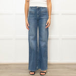IDA Blue Front Pocket Detailing Wide Leg Jeans