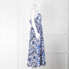 La Ligne White Blue Floral Sleeveless Cotton Midi Dress