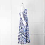 La Ligne White Blue Floral Sleeveless Cotton Midi Dress