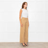Me + Em Beige Front Pleats Wide Leg Trousers