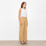 Me + Em Beige Front Pleats Wide Leg Trousers