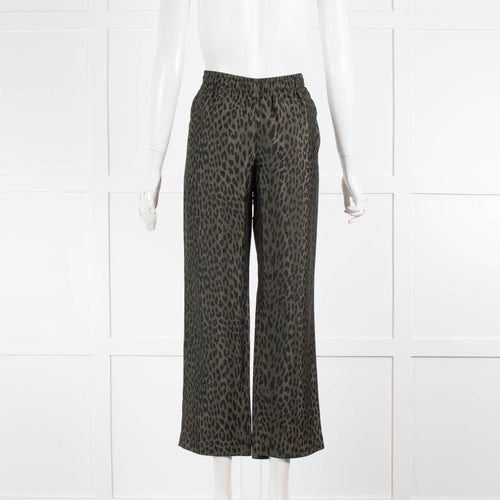 Zadig & Voltaire Green Leopard Print Pull On Trousers