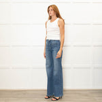 IDA Blue Front Pocket Detailing Wide Leg Jeans