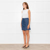 A.P.C Blue Front Pocket Belted Denimy Mini Skirt