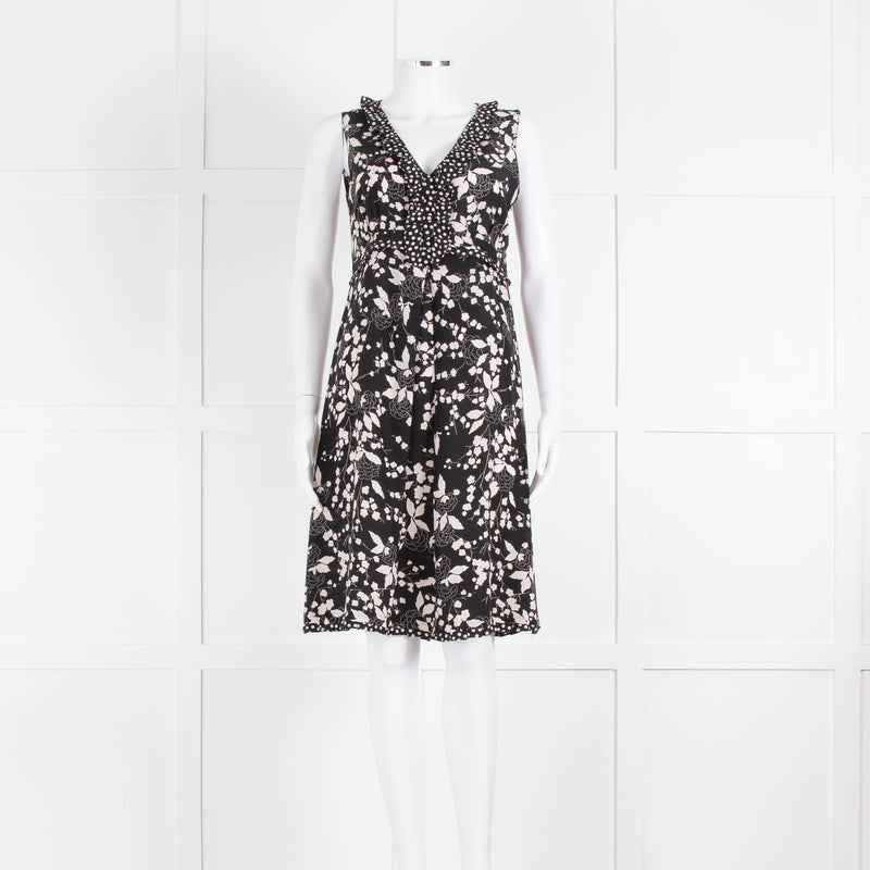 Weekend Max Mara Black Cream Floral Sleeveless Dress