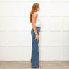 IDA Blue Front Pocket Detailing Wide Leg Jeans
