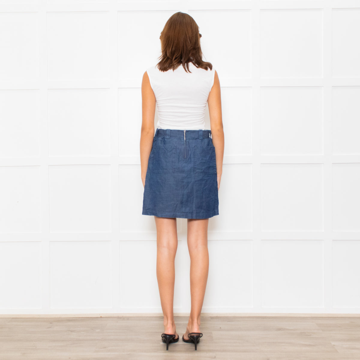 A.P.C Blue Front Pocket Belted Denimy Mini Skirt