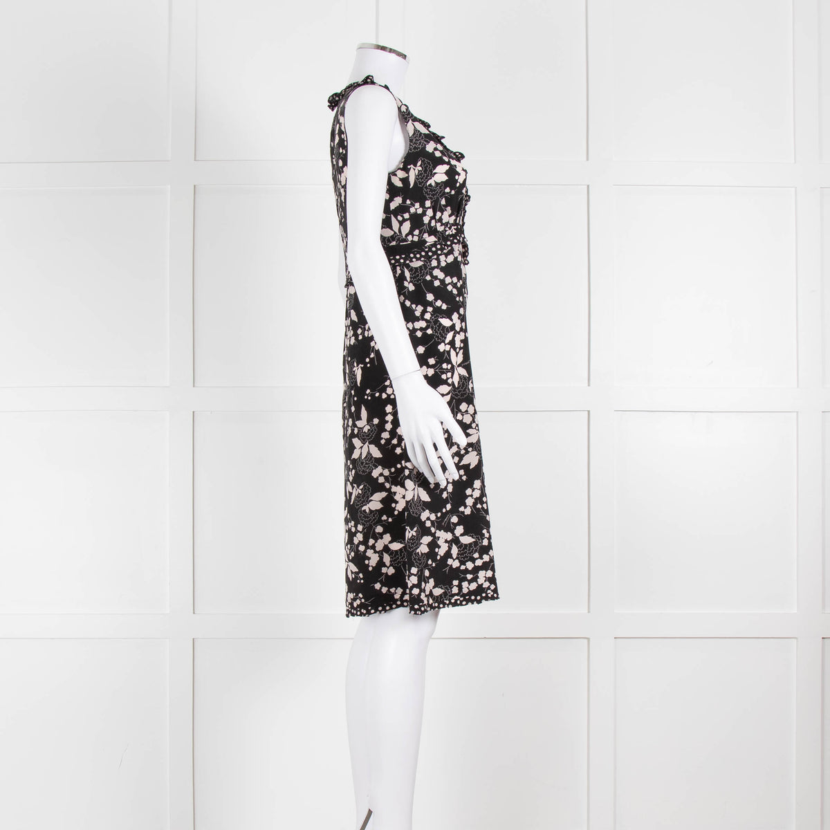 Weekend Max Mara Black Cream Floral Sleeveless Dress