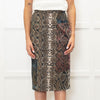 Preen Khaki Multicolour Snake Print Pencil Skirt