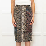 Preen Khaki Multicolour Snake Print Pencil Skirt